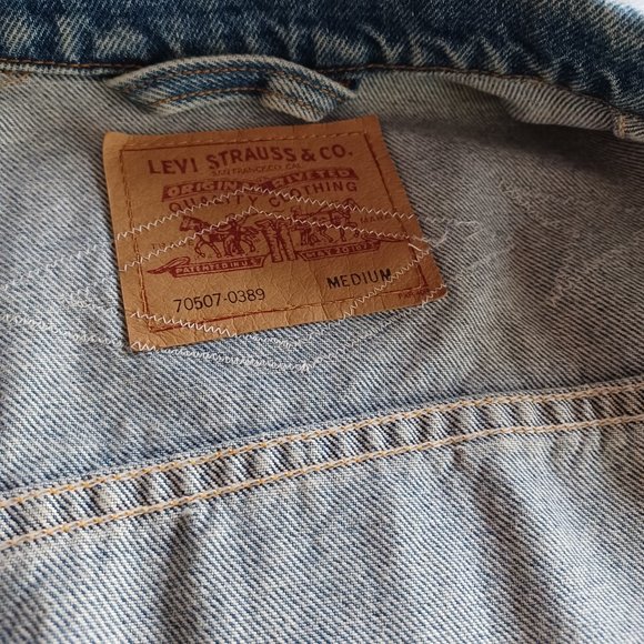 Vtg 90's Levi's Jacket, 70507-0389 Leather Applique, Southwest, Tribal, USA, M - Picture 7 of 15